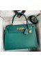 Hermes Kelly Sellier 32 Handmade Bag in Malachite Epsom Calfskin