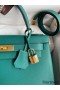Hermes Kelly Sellier 32 Handmade Bag in Malachite Epsom Calfskin