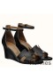 Hermes Legend Wedge Sandal In Black Calfskin