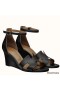 Hermes Legend Wedge Sandal In Black Calfskin