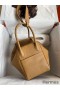 Hermes Lindy 26 Handmade Bag In Biscuit Clemence Leather