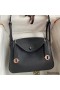 Hermes Lindy 26 Handmade Bag In Black Clemence Leather