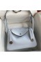 Hermes Lindy 26 Handmade Bag In Blue Brume Clemence Leather