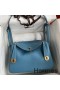 Hermes Lindy 26 Handmade Bag In Blue Jean Clemence Leather