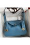 Hermes Lindy 26 Handmade Bag In Blue Jean Clemence Leather