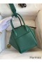 Hermes Lindy 26 Handmade Bag In Malachite Clemence Leather