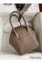 Hermes Lindy 26 Handmade Bag In Taupe Clemence Leather