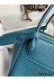 Hermes Lindy 26 Handmade Bag In Vert Bosphore Clemence Leather