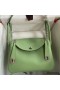 Hermes Lindy 26 Handmade Bag In Vert Criquet Clemence Leather