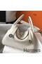 Hermes Lindy 26cm Bag In Beton Clemence Leather PHW