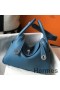 Hermes Lindy 26cm Bag In Blue Jean Clemence Leather PHW