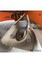 Hermes Lindy 26cm Bag In Gris Tourterelle Clemence Leather PHW