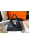 Hermes Lindy 26cm Bag In Navy Blue Clemence Leather GHW