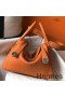 Hermes Lindy 26cm Bag In Orange Clemence Leather PHW