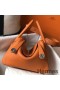 Hermes Lindy 26cm Bag In Orange Clemence Leather PHW