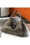 Hermes Lindy 26cm Bag In Taupe Grey Clemence Leather