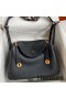 Hermes Lindy 30 Handmade Bag In Black Clemence Leather
