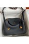 Hermes Lindy 30 Handmade Bag In Black Clemence Leather