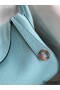Hermes Lindy 30 Handmade Bag In Blue Atoll Clemence Leather