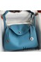 Hermes Lindy 30 Handmade Bag In Blue Jean Clemence Leather