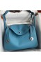 Hermes Lindy 30 Handmade Bag In Blue Jean Clemence Leather