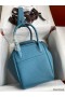 Hermes Lindy 30 Handmade Bag In Blue Jean Clemence Leather