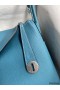 Hermes Lindy 30 Handmade Bag In Blue Jean Clemence Leather