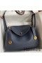 Hermes Lindy 30 Handmade Bag In Blue Nuit Clemence Leather