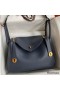 Hermes Lindy 30 Handmade Bag In Blue Nuit Clemence Leather