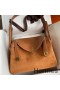 Hermes Lindy 30 Handmade Bag In Gold Doblis Suede Calfskin