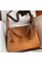 Hermes Lindy 30 Handmade Bag In Gold Doblis Suede Calfskin