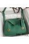 Hermes Lindy 30 Handmade Bag In Malachite Clemence Leather