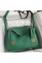Hermes Lindy 30 Handmade Bag In Malachite Clemence Leather