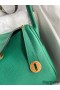Hermes Lindy 30 Handmade Bag In Malachite Clemence Leather