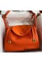 Hermes Lindy 30 Handmade Bag In Orange Clemence Leather