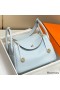 Hermes Lindy 30cm Bag In Blue Brume Clemence Leather GHW