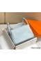 Hermes Lindy 30cm Bag In Blue Brume Clemence Leather GHW