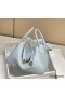 Hermes Lindy 30cm Bag In Blue Brume Clemence Leather GHW