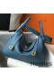 Hermes Lindy 30cm Bag In Blue Jean Clemence Leather GHW