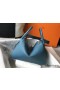 Hermes Lindy 30cm Bag In Blue Jean Clemence Leather GHW