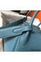 Hermes Lindy 30cm Bag In Blue Jean Clemence Leather GHW