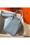 Hermes Lindy 30cm Bag In Blue Lin Clemence Leather PHW