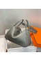 Hermes Lindy 30cm Bag In Gris Meyer Clemence Leather GHW