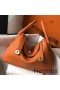 Hermes Lindy 30cm Bag In Orange Clemence Leather GHW