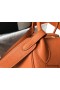 Hermes Lindy 30cm Bag In Orange Clemence Leather GHW