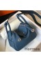 Hermes Lindy Mini Bag In Blue Agate Clemence Leather PHW