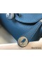 Hermes Lindy Mini Bag In Blue Agate Clemence Leather PHW