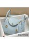Hermes Lindy Mini Bag In Blue Brume Clemence Leather GHW