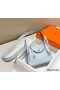 Hermes Lindy Mini Bag In Blue Brume Clemence Leather GHW