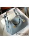 Hermes Lindy Mini Bag In Blue Lin Clemence Leather GHW